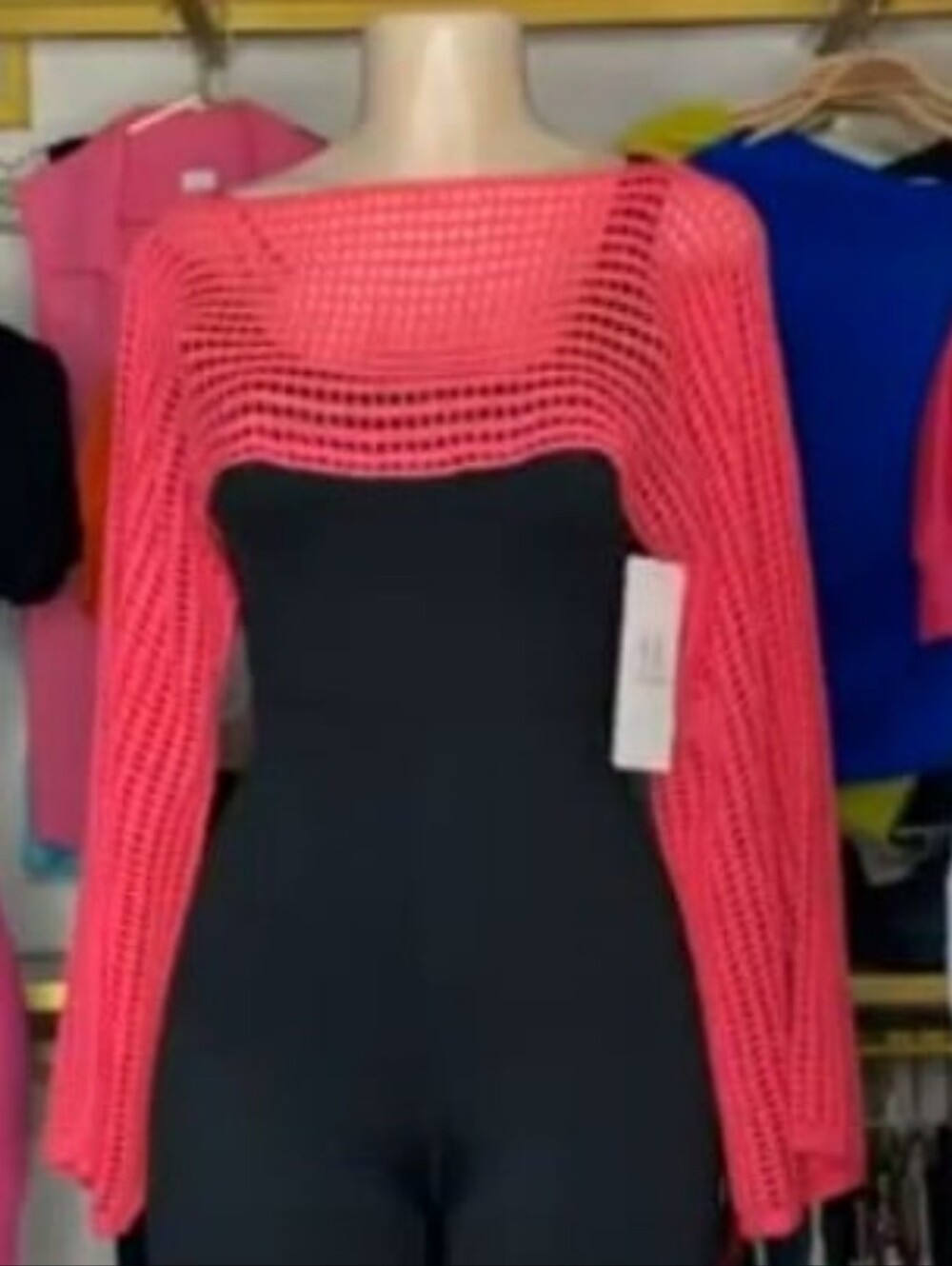 Coral Open-Knit Overlay